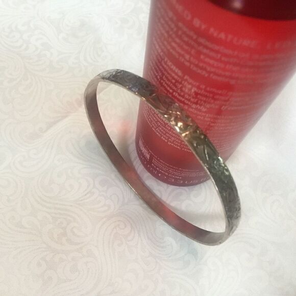 Silvertone Graphic Bangle Bracelet - Picture 2 of 7